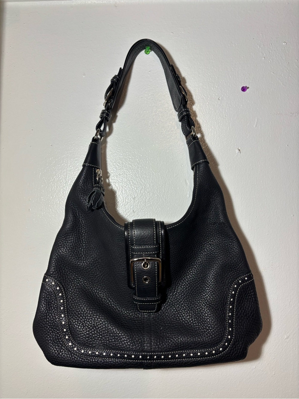 Coach MEDIUM Vintage Y2K A06S-5054 Hampton Soho Black Leather  Flap Hobo Bag